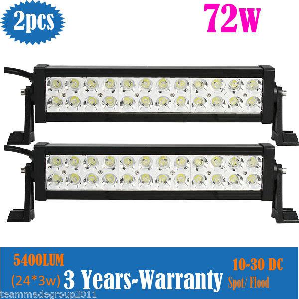 2x 72w 5040lm heavy duty flood led work light bar offroad 4wd truck 12v/24v spot