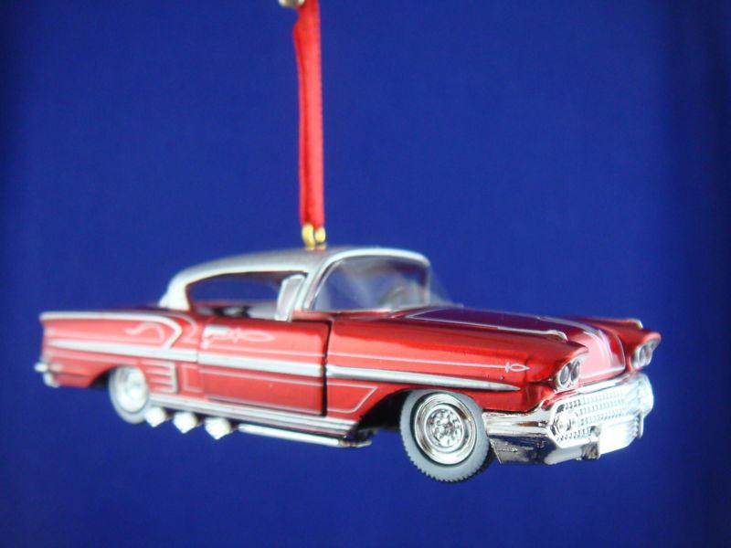 1958 '58 chevrolet chevy impala lowrider red christmas tree ornament