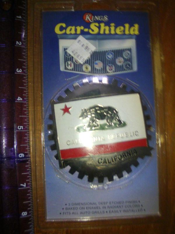 Kings car shield california republic bear new in package flag brass etched