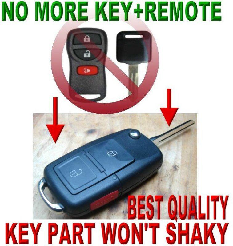 Nissan flip transponder chip key keyless entry transmitter click fob remote 3wd2