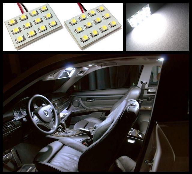 2x xenon white 12 led interior dome map light smd panels bulbs hid lamp #a1