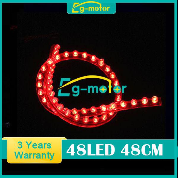 Red 48cm 48 led strip car truck flexible grill waterproof light lamp 12v pvc