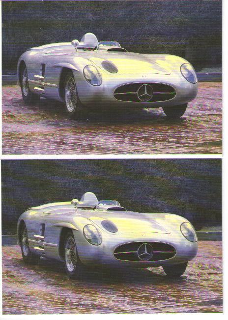 1955 mercedes benz 300 slr race car postcard - lot of 2 - must see! - free ship!