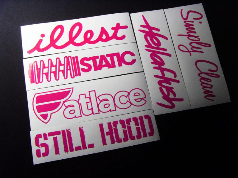 6 simply fatlace illest still static hellaflush stickers decals 7 inchs pink*sev