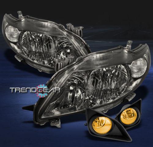 09-10 toyota corolla crystal smoke head lights+yellow fog+cover daytime running