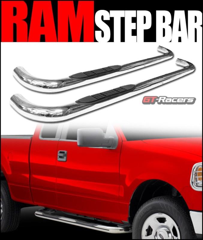 3" t-304 s/s side step nerf bars rail running boards 02-09 dodge ram reg cab cs2