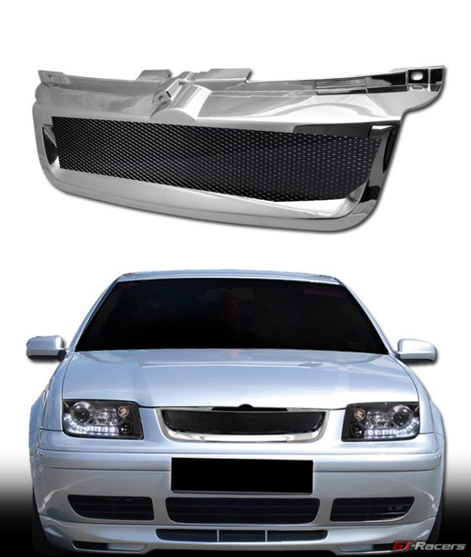 Chrome sport aluminum mesh front hood bumper grill grille 99-04 vw jetta 4 mk4