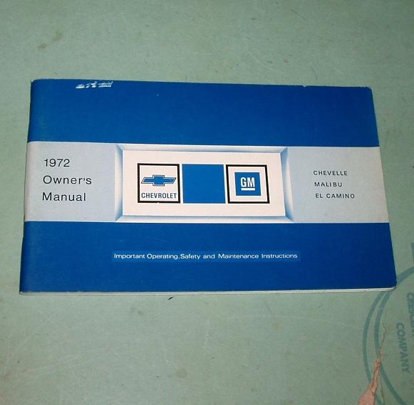 1972 chevrolet gm canada nos orig chevelle owners manual ss 454 malibu el camino