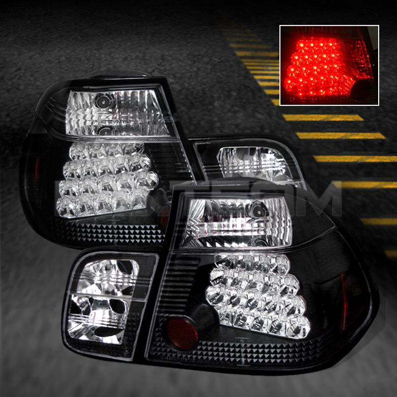 99-01 bmw e46 3-series 4dr sedan 323i 325i 330i m3 led black 4pcs tail lights