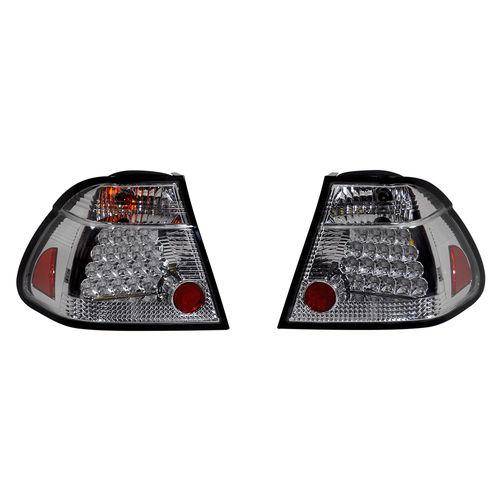 New bmw 3-series e46 4dr chrome led tail lights pair w/o bulbs by spyder