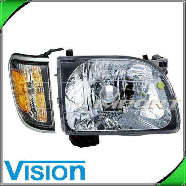 Passenger right side headlight w/corner light +silver bezel 01-04 toyota tacoma