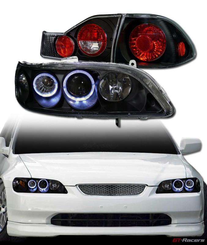 Blk drl halo projector head lights v2+altezza tail brake lamp ks 98-00 accord 4d