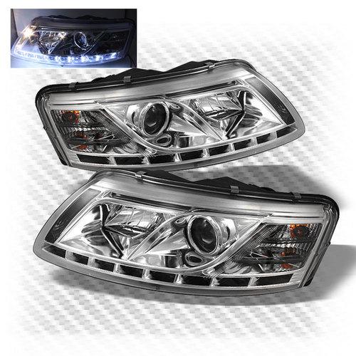 2005-2008 audi a6 r8 drl led projector headlights head lights lamp pair set