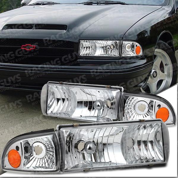 Euro chevy impala/caprice suv chrome housing head lights w amber reflector lh+rh