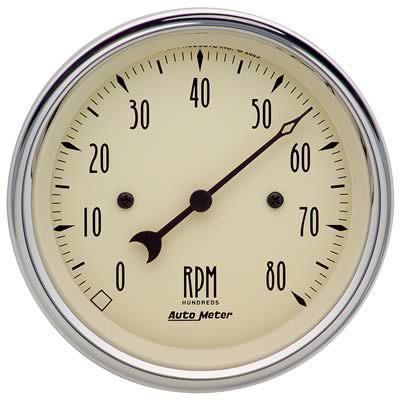 Autometer antique beige tachometer 0-8,000 3 3/8" dia beige face 1890