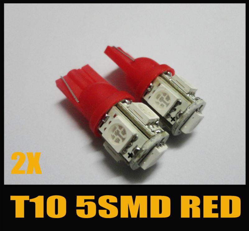 2x red t10 194 168 2886x 5-smd led brake interior map dome car light bulbs #hf10