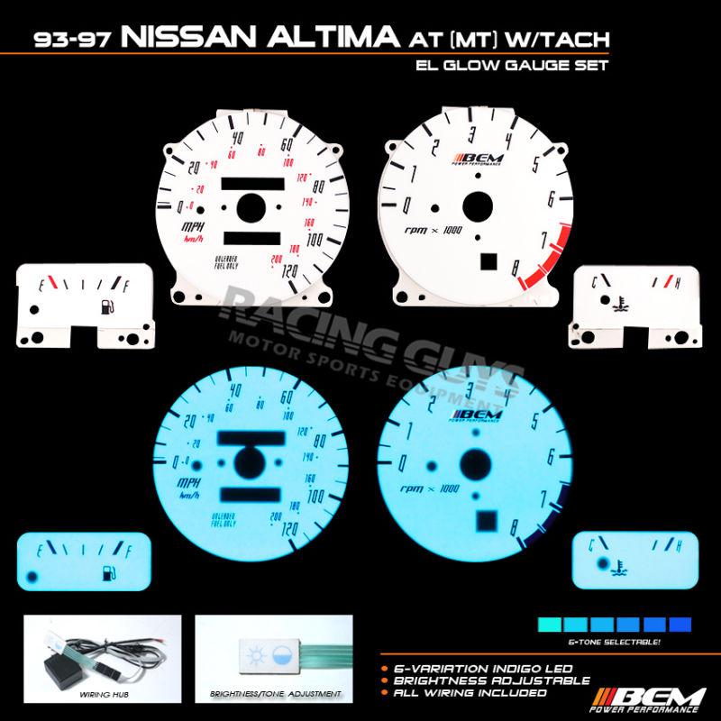 New reverse el glow gauge 93-97 nissan altima instrument cluster face tachometer