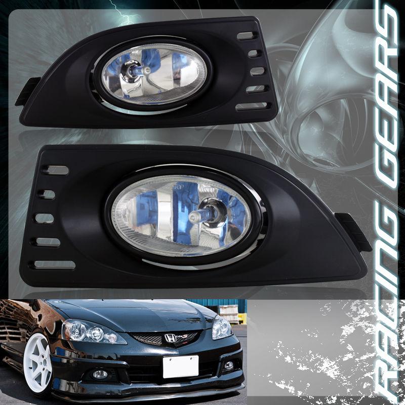 05-07 acura rsx chrome housing clear lens h11 bulbs front bumper fog lights lamp