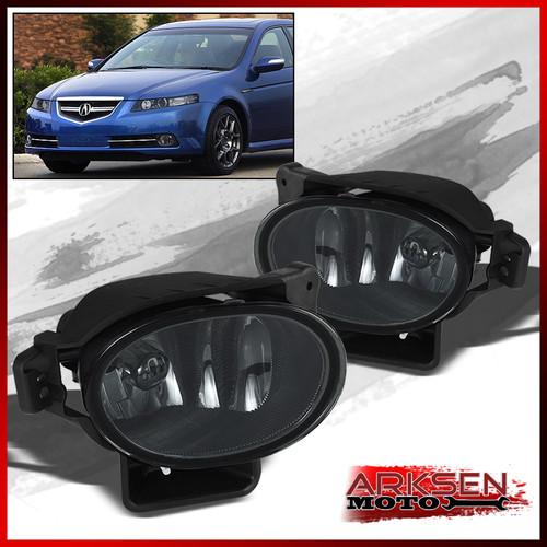 07-08 acura tl smoke bumper fog lights lamps w/ bulbs pair new set