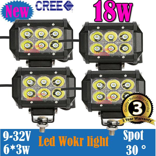 4x 4inch 18w cree led light bar 1260lm spot for jeep boat car truck 4wd atv nn