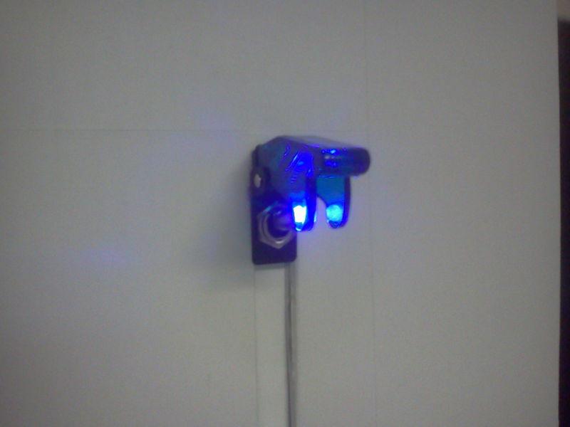  blue led lit toggle switch with translucent blue safety cover auto car truck