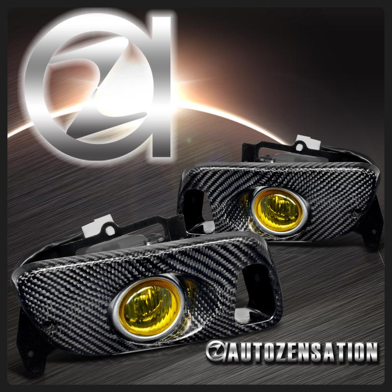 92-95 honda civic 2dr / 3dr yellow lens carbon fiber driving fog lights kit