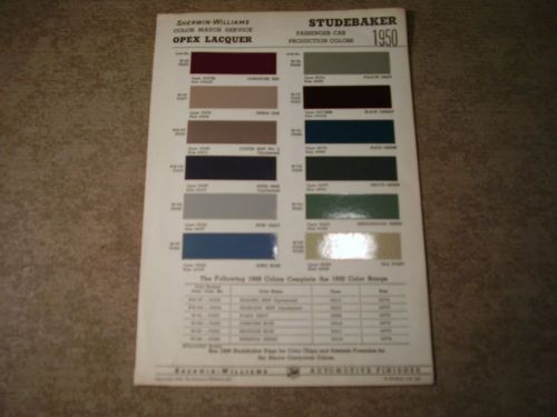 1950 studebaker 1 page new colors chip paint sample chart ~ sherwin-williams