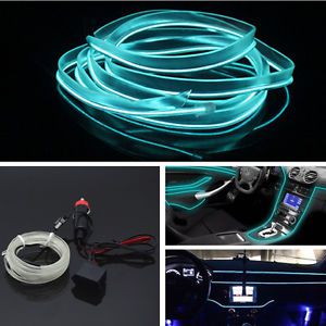 Car 12v ice blue cold light lamp neon lamp el wire atmosphere fluorescent strips