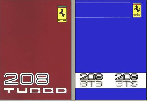 Ferrari 208 gtb gts turbo owners manual's 1980 & 1982