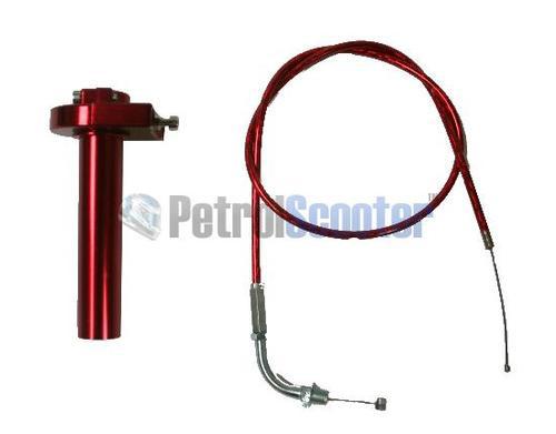 Pit bike twist throttle handle & bent neck throttle cable red fits 110cc 125cc