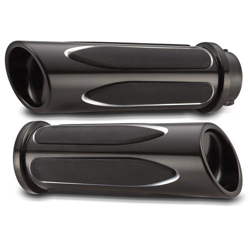 Deep cut black comfort grips for 08-12 flht/flhr/flhx/fltr/fl and trike harleys