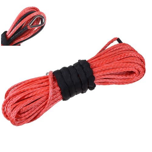 Red 50&#039;x1/4&#034;dyneema synthetic winch rope cable 6400 atv suv recovery replacement