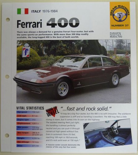 Ferrari 400 imp collector brochure specs 1976-1984 group 2, no 37