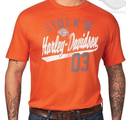 Nwot mens harley davidson t-shirt orange lg nwot stock racer 1903