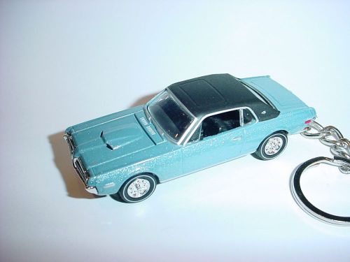 New 3d sky blue 1968 mercury cougar custom keychain keyring key 68 muscle chrome