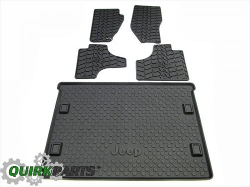 11-12 jeep liberty front &amp; rear slush mats &amp; cargo tray set of 5 oem new mopar