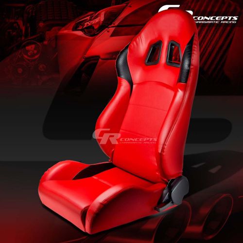 2 x type-r red pvc leather sports racing seats+mounting slider driver left side