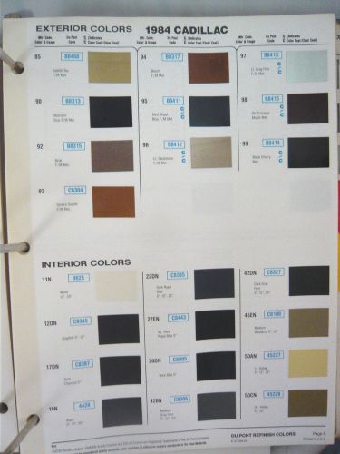 1984 cadillac color chips world color sheet dupont refinish 84 informational