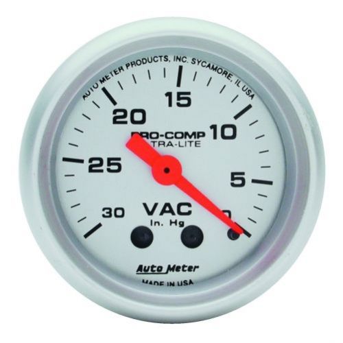 Auto meter 4384 gauge; vacuum; 2 1/16&#034;; 30inhg; mechanical; ultra-lite