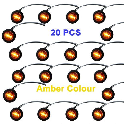 20x mini 12v 3/4&#034; round 3 led amber side light marker truck bullet license lamp