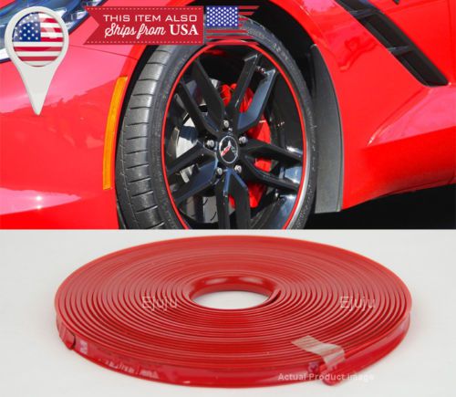 26&#039; red tire stripe edge trim soft rubber moulding univeral 14-22&#034; wheel rim