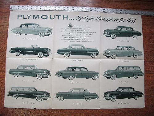 1954 plymouth belvedere savoy plaza brochure literature advertising poster