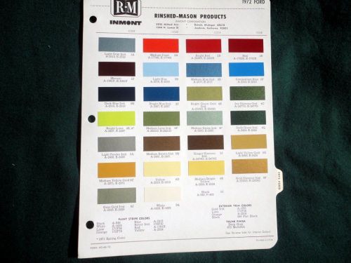 1972 ford rinshed mason vintage paint automotive color chips chart original sche