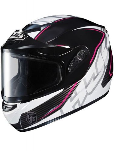 Hjc cs-r2 injector snow helmet w/dual lens shield pink/white/black