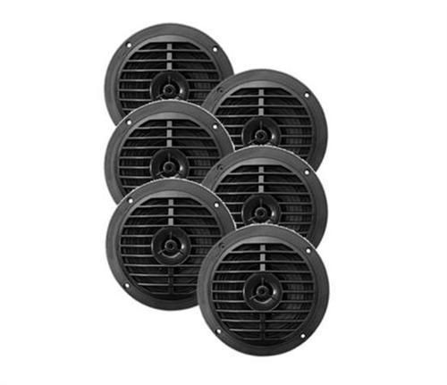 New 6 x 120 watts 6.5&#039;&#039; flush waterproof marine boat stereo black speakers pkg