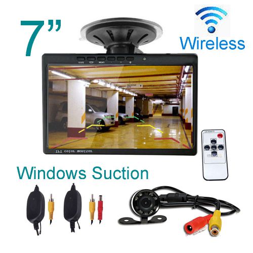 7&#034; screen tft car lcd rear view monitor + wireless cmos backup camera 2.4ghz kit