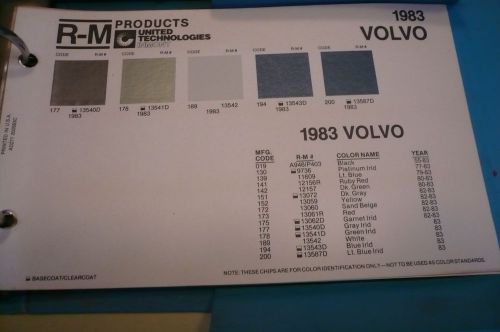 1983 volvo r-m inmont color chips