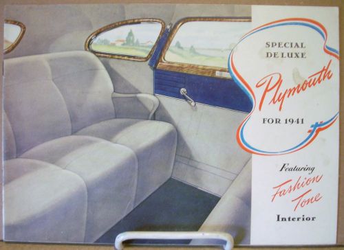 1941 41 plymouth special deluxe sales brochure catalog w/ fashion tone interior