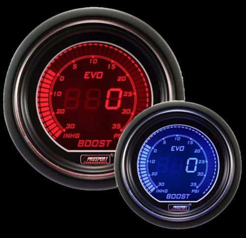 Prosport 52mm evo series boost gauge dual color red/blue 216evobo.psi