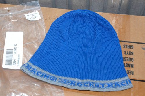 New rocket racing motorcycle blue gray beanie hat cap